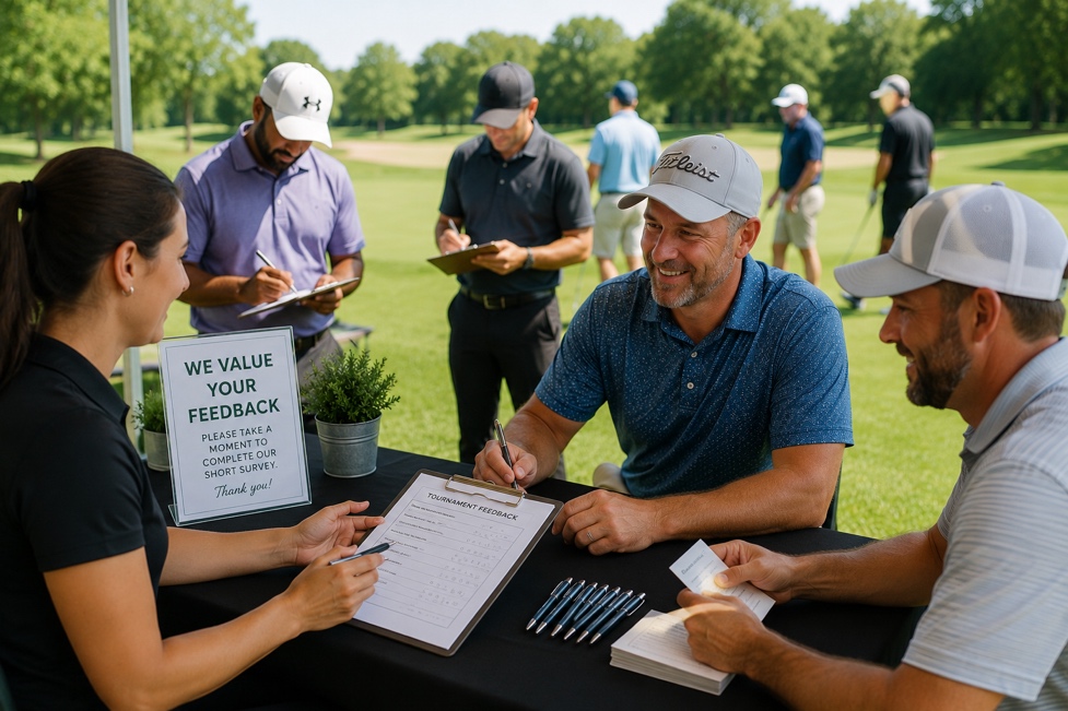 Gathering golf tournament feedback