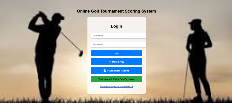 Tournament scoring software screenshot